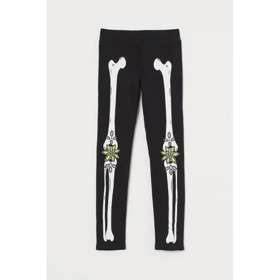 Leggings Para Niñas Con Estampado De Esqueleto. Marca: H&m