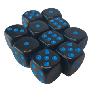 Set De Dados 16mm D6 Negro, Punto De Color 10pcs Set De Dados 16mm D6 Negro, Punto De Color 10pcs