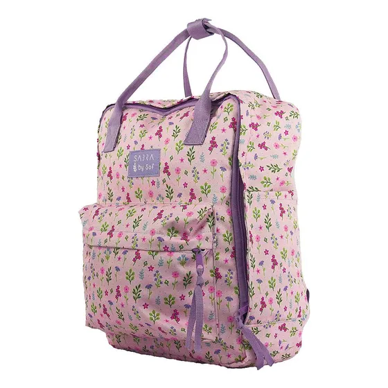 Mochila Costas Quadrada By Sof Floral Rosa Sabra