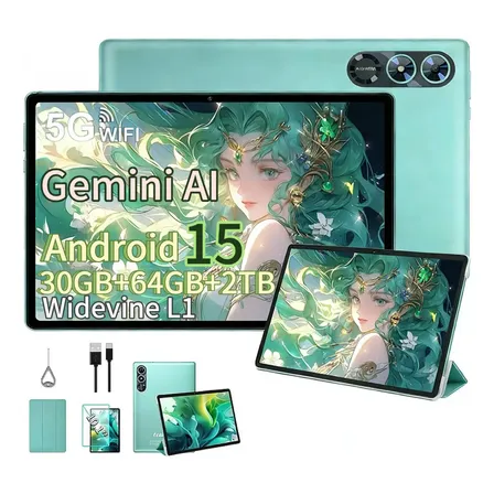 Tablet Fezawio F11 Android 15 De 10.1 Com Gemini Ai, 30gb Ram E 64gb Verde