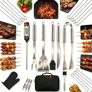 Set De 21 Juego De Utensilio Para Asador Carne Acero Inoxido