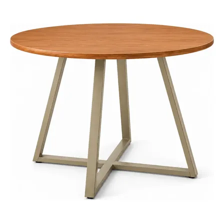 Mesa Madrid Redonda 90cm Mdf Nature Pés Metal Fendi Nature Fendi