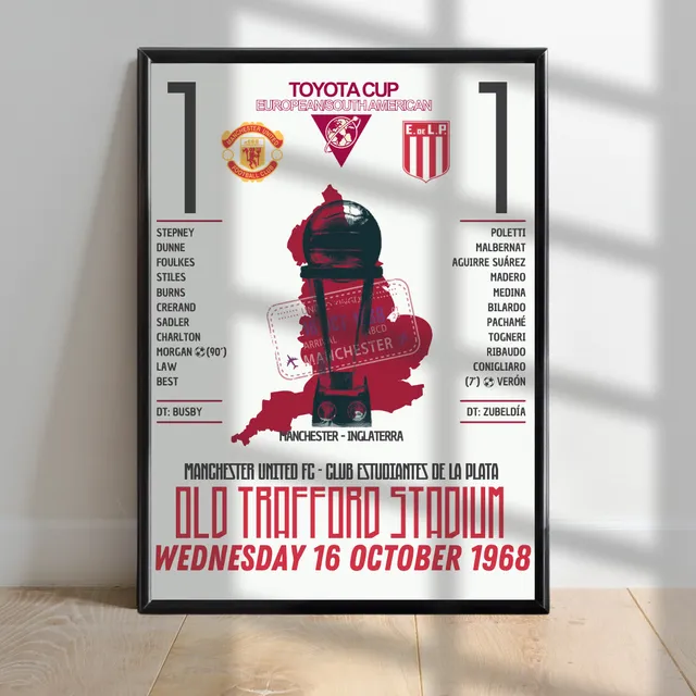 Cuadro Estudiantes Campeón Del Mundo 1968 C/vidrio 30x40cm