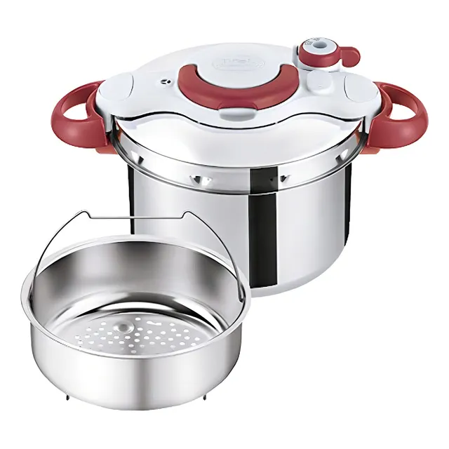 Olla A Presión T-fal Clipsominut Easy 6.0l (rojo Rubí) P4620
