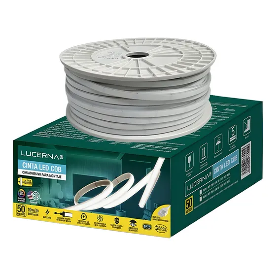 Cinta Cob Led  120v 3000k + 10 Conectores 50 Metros