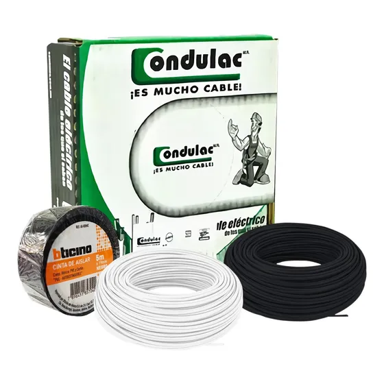 Pack 2 Cajas Cable Cobre Condulac Cal 10 Thw-is 100 M C/caja Blanco Y Negro