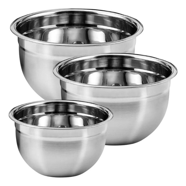 Tigelas Aço Inox Conjunto Bowls 3 Bacias Inox Brinox Tigelas Aço Inox Conjunto Bowls 3 Bacias Inox Brinox