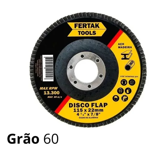 10 Disco Flap 115mm 4.1/2 Madeira E Aço Cônico Grão60 Fertak