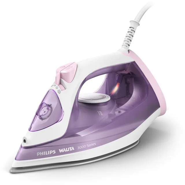 Ferro de passar a vapor Philips Walita Série 3000 DST3010/32 cor branco e rosa com base antiaderente 220V - Dst3010