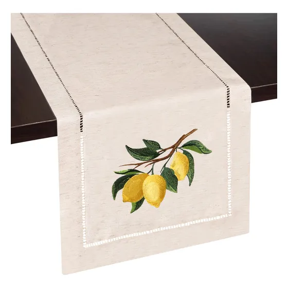 Camino Mesa Granja Bordado Limon Perfecto Para Decoracion