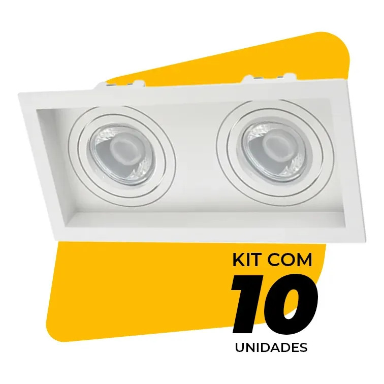 Kit 10 Spot Duplo Par20 Embutido Recuado Branco