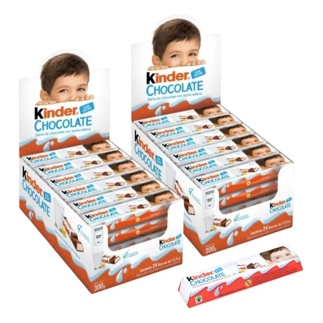 Chocolate Kinder, 2 Caixas Com 24 Barrinhas.