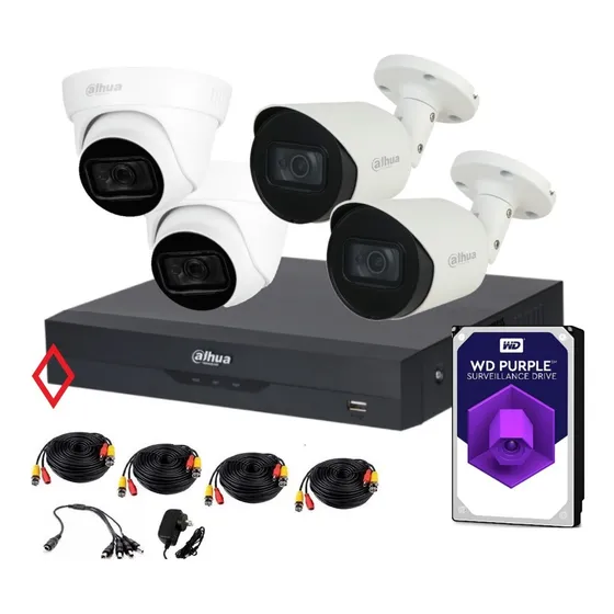 Kit 4 Cámaras 8mp 4k Bullet Domo Audio Dvr 4k H.265 Ivs 1tb 
