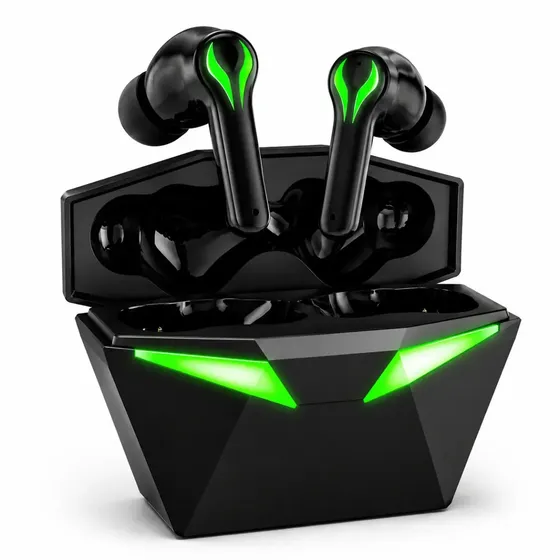Fone de Ouvido Bluetooth Sem Fio Gamer Esportivo com Microfone TWS LED, Compatível com Iphone, Samsu