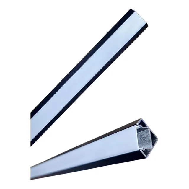Perfil Aluminio Esquinero 12,5mm Color Negro 2 Metros