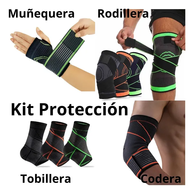 Kit Protección (rodillera, Codera, Muñequera, Tobillera) Gym