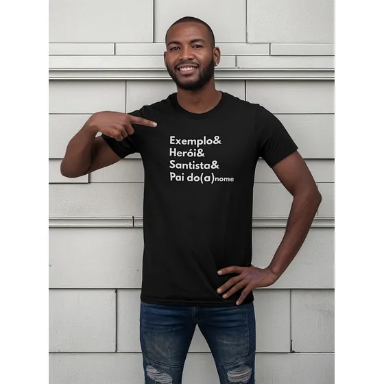 Camiseta Pai Personalizada Exemplo E Heroi E Time Futebol