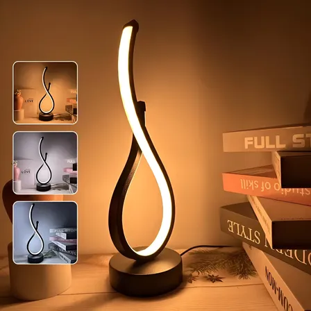 Luminária Mesa Abajur Led 3 Cores Luz Noturna De Quarto Preto