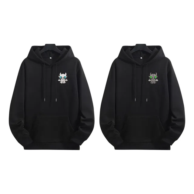 Buzo Saco Hoodies Pareja Bordados Chimuelo Negro