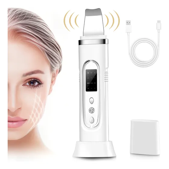 Ciicii® Espátula Ultrasónica , Limpiador Ultrasónico Facial Con 3 Modos, 400mah Limpiador Ultrasonido Facial Con Pantalla Lcd Para Eliminar Puntos Negros, Exfoliar, Acné Y Limpiar Poros.