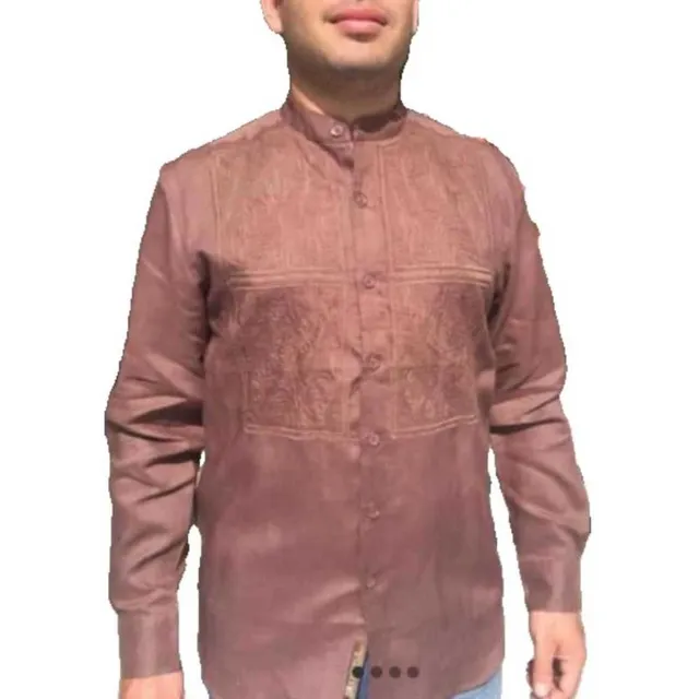 Camisa Con Fino Bordado Modelo Único En Venezuela 100% Lino