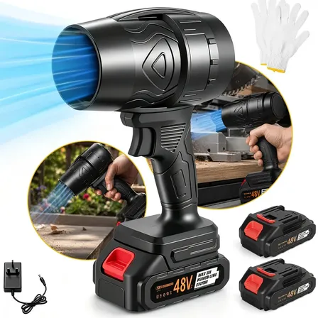 Soprador De Folhas Turbo Portátil 800W Recarregável Com 2 Baterias 48V, Mini De Mão, Potente, Folhas Pó Limpeza Carro