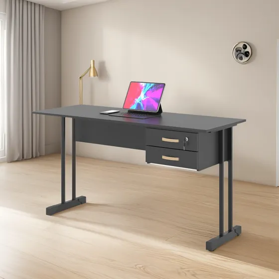 Mesa Escrivaninha Ecos 100cm 2 Gavetas Industrial