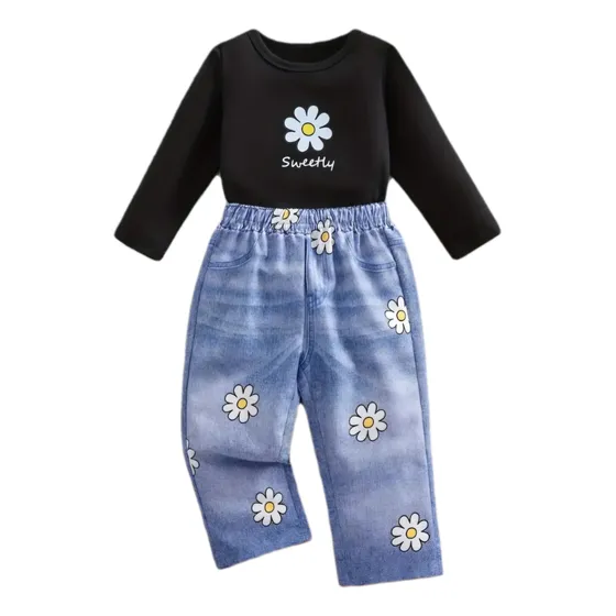 Conjunto Niña. Remerita + Calza Imitación Jean
