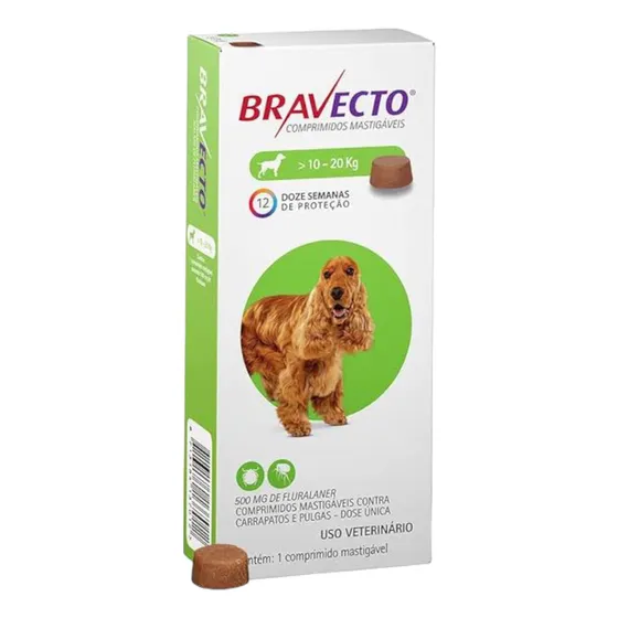 Bravecto Comprimido Antipulgas E Carrapatos Cães 10 A 20kg
