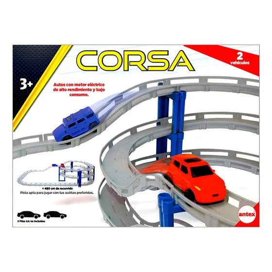 Pista De Auto Encastrable + 2 Autos Circuito Corsa Antex Gr Color