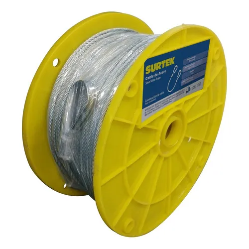 Cable 19 3/16 Pul Ancho Con Guardacabo, 76 M Largo, Rec Pvc