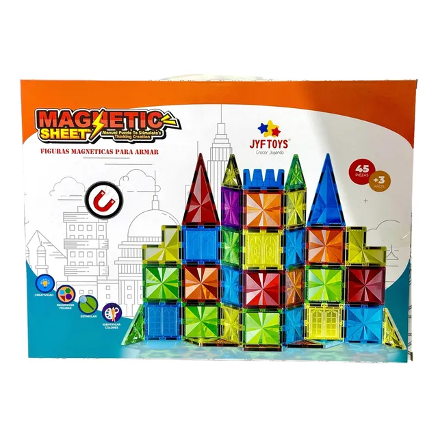 Magnetic Sheet Bloques Para Armar Magnéticos Mixio 45 Pcs