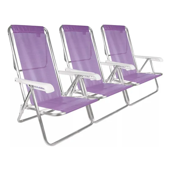 3 Sillas Reposeras Aluminio Sannet 8 Posiciones Playa Jardin