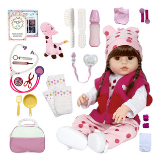 Bebê Reborn Boneca Baby Girafinha Silicone Realista Barata Bebê Reborn Boneca Baby Girafinha Silicone Realista Barata