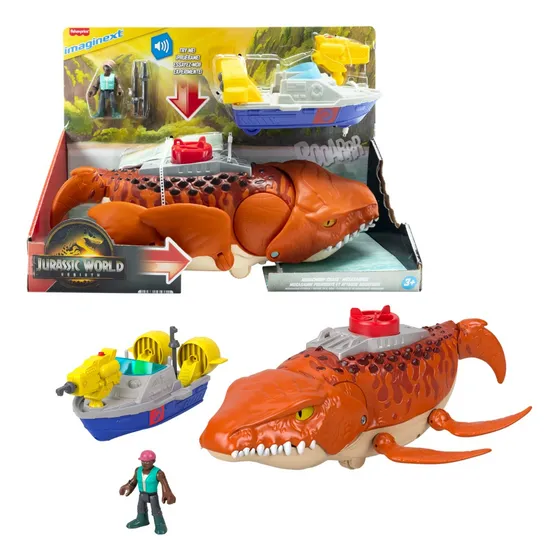 Imaginext Jurassic World Rebirth Mosasaurus Caza Y Muerde