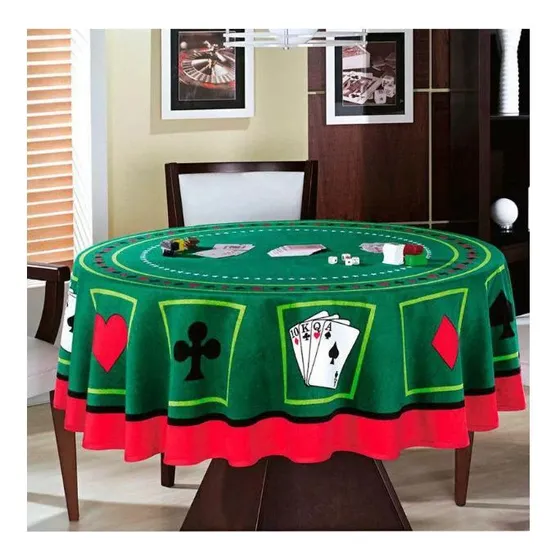 Teka Toalha de mesa teka redonda aveludada jogos baralho 160cm Redonda