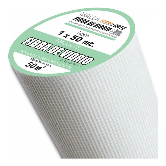 Malla Fibra Vidrio 1x50mt. Sin Adhesivo Tecnoimper En Rollo 