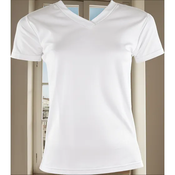 Polo Cuello V Blanco 100% Algodón Pima Gamuza Dama