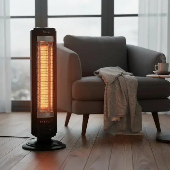 Estufa Eléctrica Fibra De Carbono Kendal Kfc-600d Color Negro