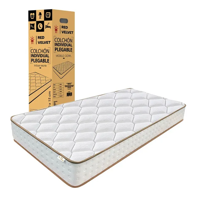 Red Velvet Colchon Individual Resorte Y Memory Foam Top