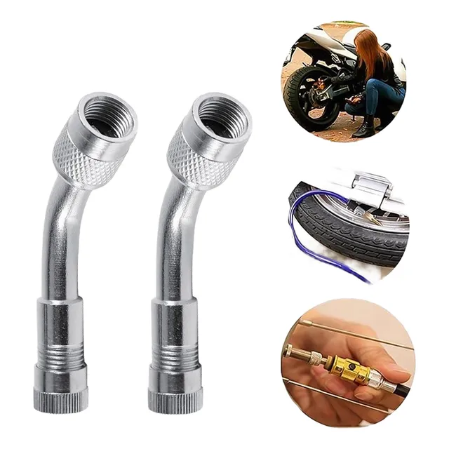 Extension Valvula Aire Adaptador Neumatico 135º Moto 2 Pcs