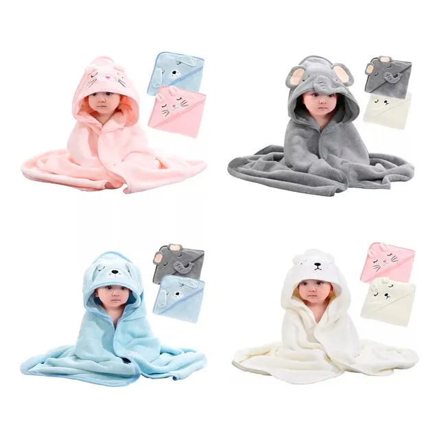 Toalla Con Gorro Bebes Niños Piscina Baño Suave Manta Cobija