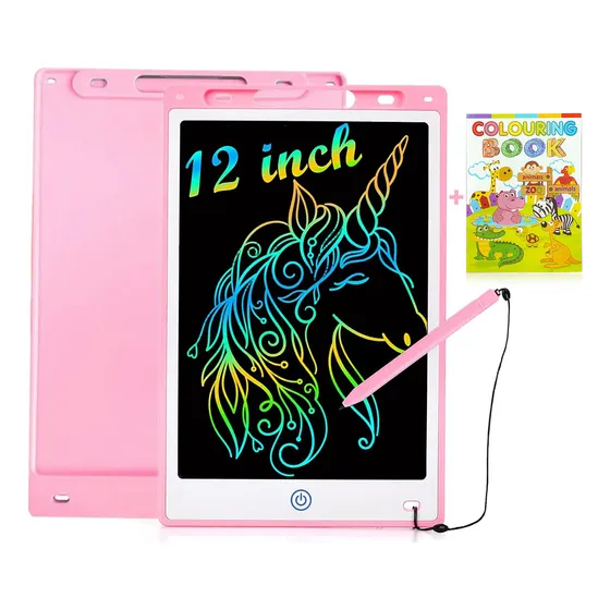 12 In Lcd Pizarron Magico Tableta De Escritura Dibujo Copyboard, Rte Infantil Juguete Educativo Portátil, Pantalla A Color Para Creación, Reutilizable, Borrable, Lleva Un Cuaderno De Dibujo Para Bebé