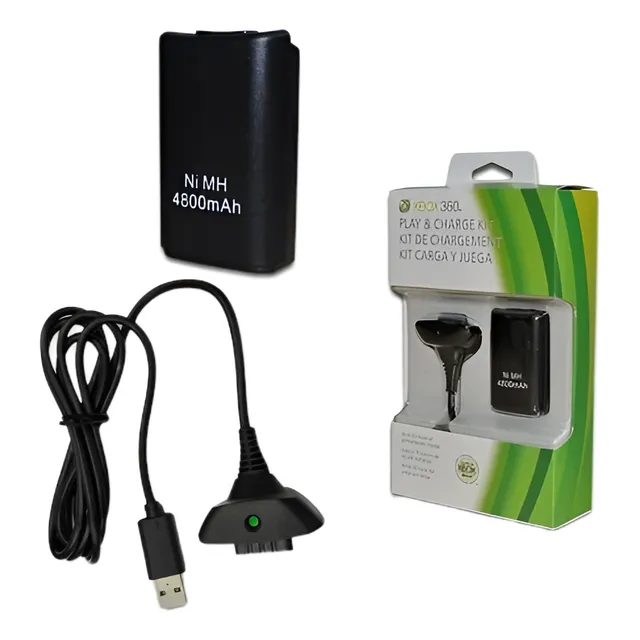 Batería Recargable Y Cable Carga Joystick Xbox 360, Manuplay