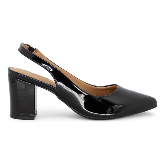 Scarpin Vizzano Slingback Casual Salto Grosso Feminino Macio