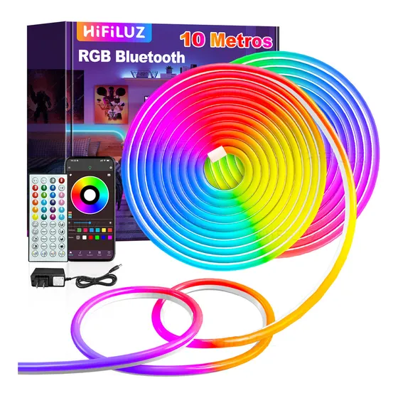 Hifiluz Tira De Neon Flex Luz Led Rgb Ip68 Bluetooth 10m Luces Flexible App Y Control Remoto Cambiante Para Decoración De Interiores Y Exteriores Cortable led lights tira led neon tiras led rgb