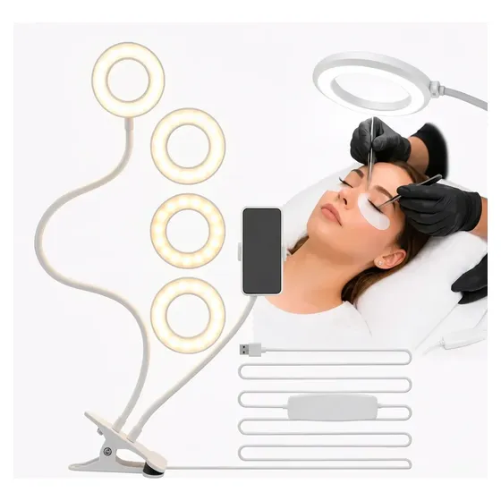 Luminaria De Mesa Com Clipe Usb Suporte Para Celular 3 Cores