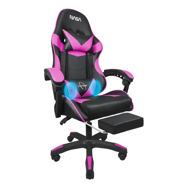 Silla Gamer Nasa Escritorio Ergonómica Ajustable Masajeadora Color Rosa