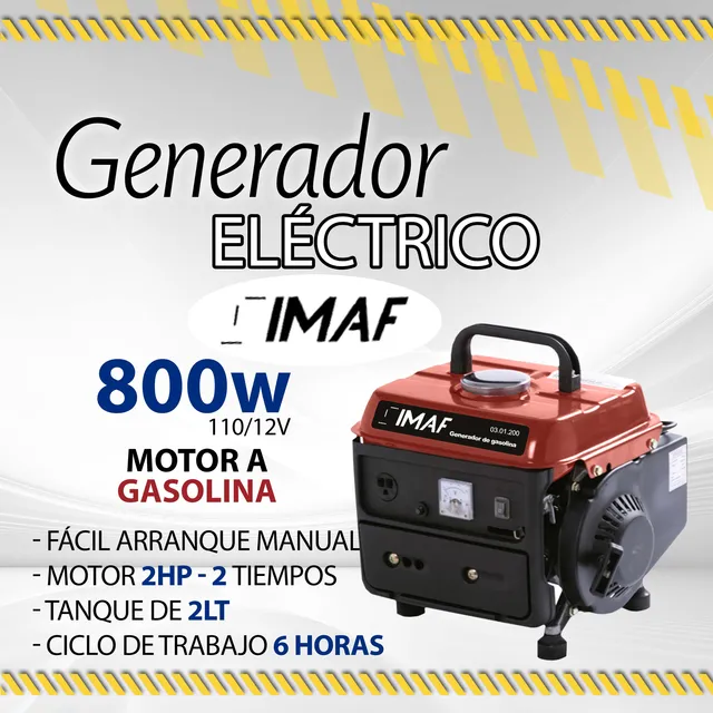 Planta Electrica Gasolina 800w 110-12v 2hp 2tiempos / 04971