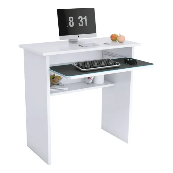 Escrivaninha Estudo Home Office Industrial Pra Escritório Cor Branco AJL Mesa Multiuso